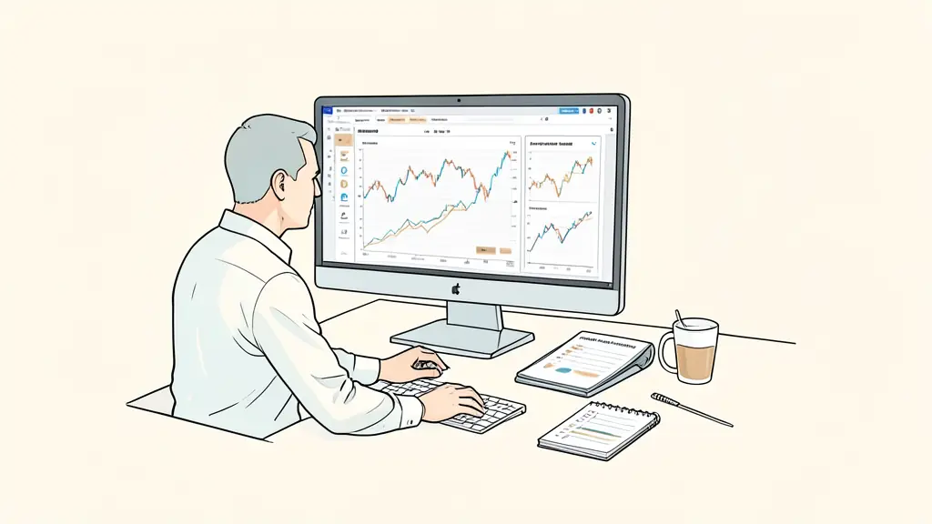Editorial photograph of a trader reviewing an exposure dashboard after a session, with a risk journal, correlated position charts and an incident checklist on the desk, no text, no logo